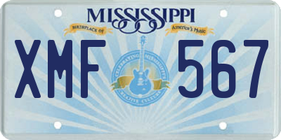 MS license plate XMF567