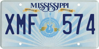 MS license plate XMF574