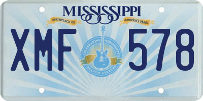 MS license plate XMF578