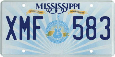 MS license plate XMF583