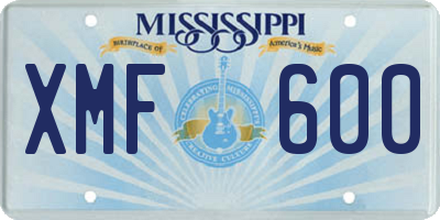 MS license plate XMF600
