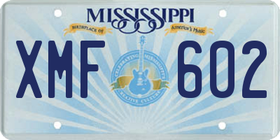 MS license plate XMF602
