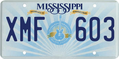 MS license plate XMF603