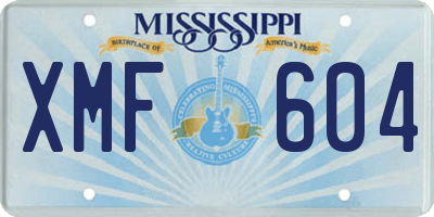 MS license plate XMF604