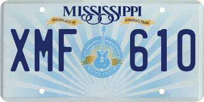 MS license plate XMF610