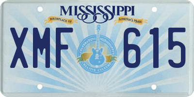 MS license plate XMF615