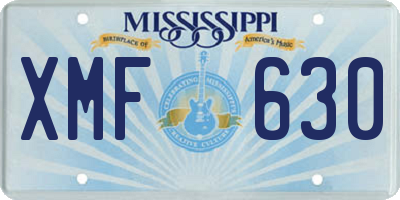 MS license plate XMF630