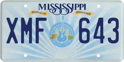 MS license plate XMF643