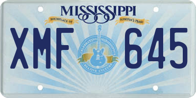 MS license plate XMF645