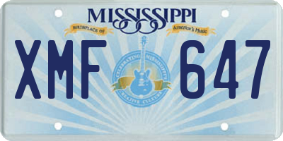MS license plate XMF647