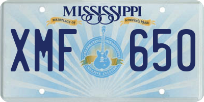 MS license plate XMF650
