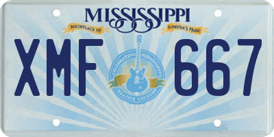 MS license plate XMF667