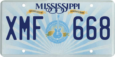 MS license plate XMF668