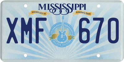 MS license plate XMF670