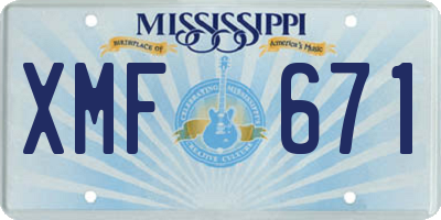 MS license plate XMF671