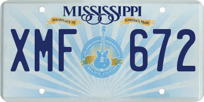 MS license plate XMF672