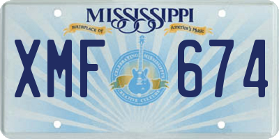 MS license plate XMF674