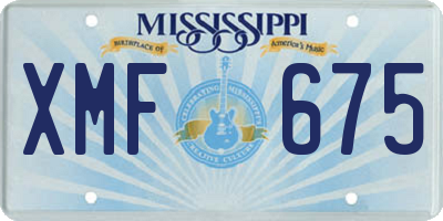 MS license plate XMF675