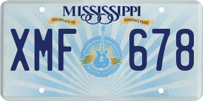 MS license plate XMF678