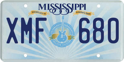 MS license plate XMF680
