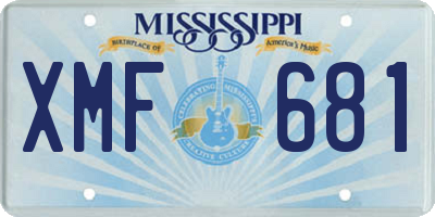 MS license plate XMF681