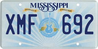 MS license plate XMF692