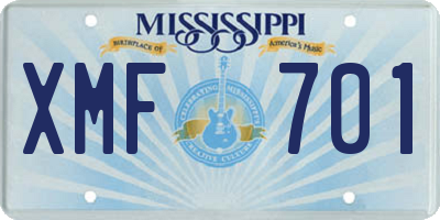 MS license plate XMF701