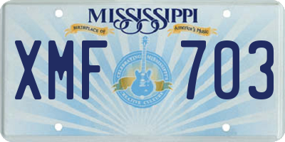 MS license plate XMF703