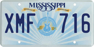 MS license plate XMF716