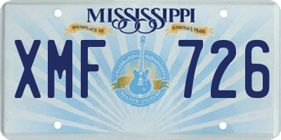 MS license plate XMF726