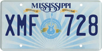 MS license plate XMF728