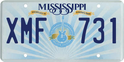MS license plate XMF731