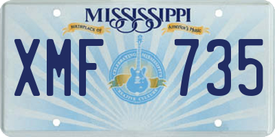 MS license plate XMF735