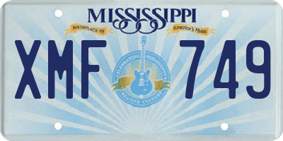 MS license plate XMF749