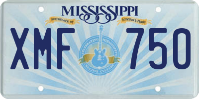 MS license plate XMF750