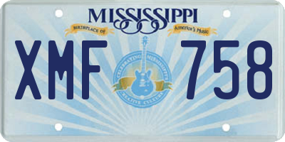 MS license plate XMF758