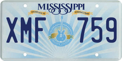 MS license plate XMF759