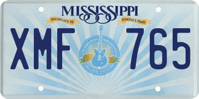 MS license plate XMF765