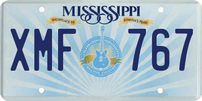 MS license plate XMF767