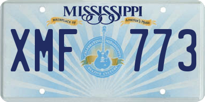 MS license plate XMF773
