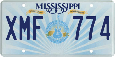 MS license plate XMF774