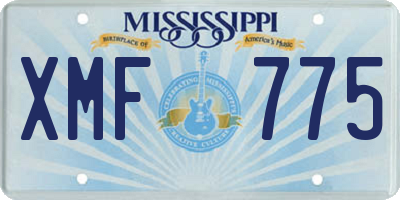 MS license plate XMF775