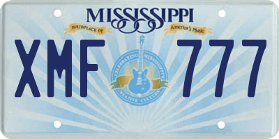 MS license plate XMF777