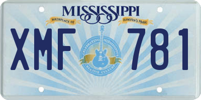 MS license plate XMF781