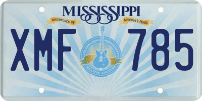 MS license plate XMF785