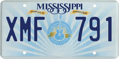 MS license plate XMF791