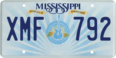 MS license plate XMF792