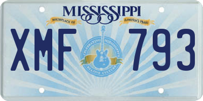 MS license plate XMF793