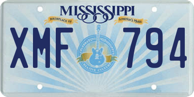 MS license plate XMF794