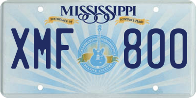 MS license plate XMF800